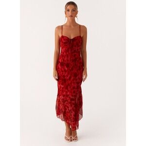 Peppermayo Dress | Sally Midi Red Floral Romantic Elegant Dress